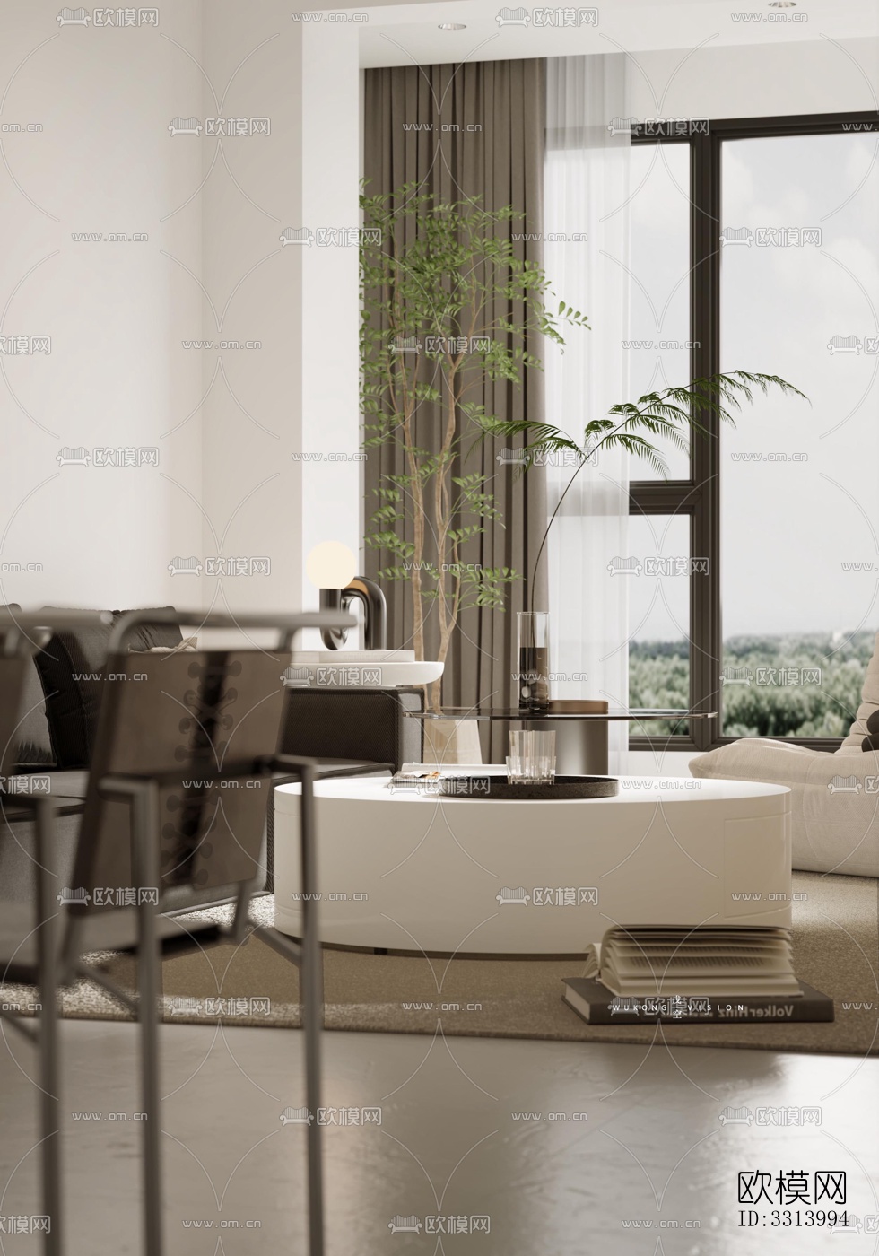 现代客餐厅效果图下载（渲染图1）