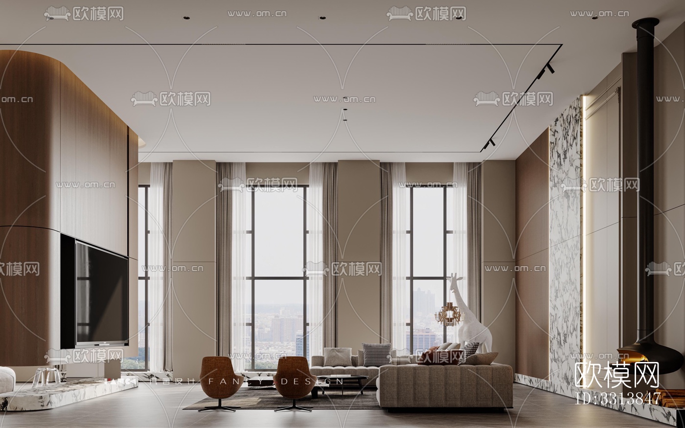 现代客餐厅效果图下载（渲染图13）