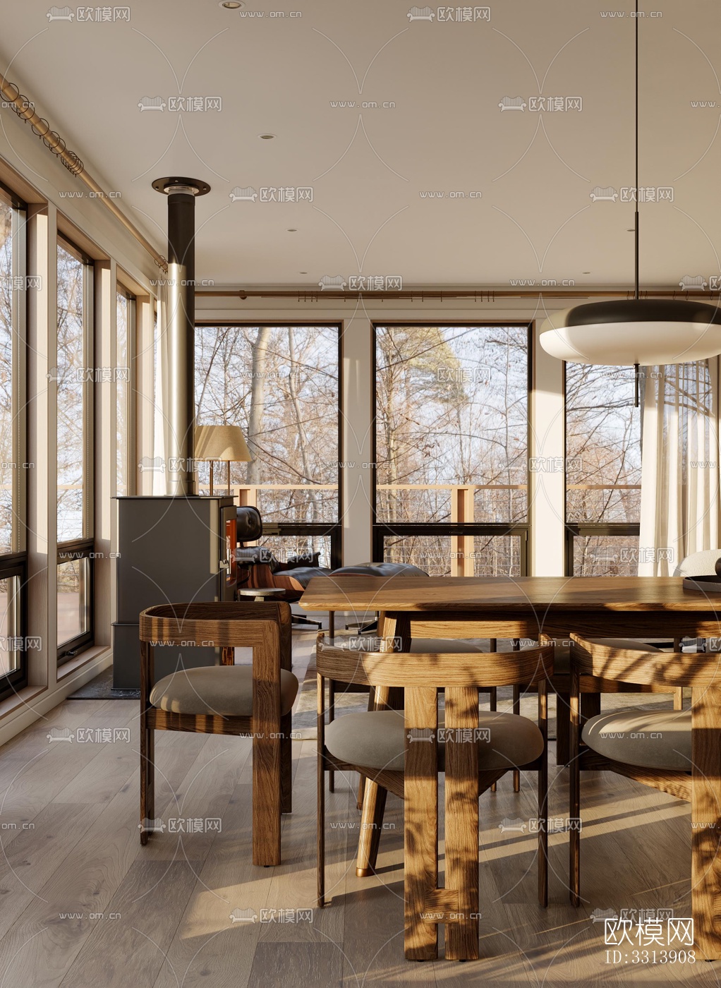 现代客餐厅效果图下载（渲染图5）