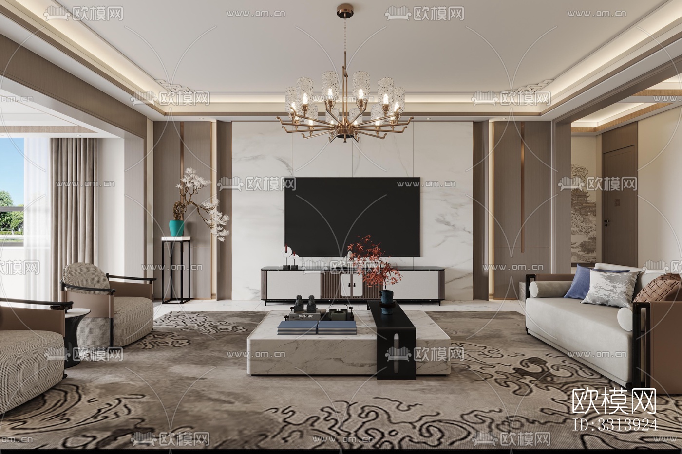 现代客餐厅效果图下载（渲染图4）