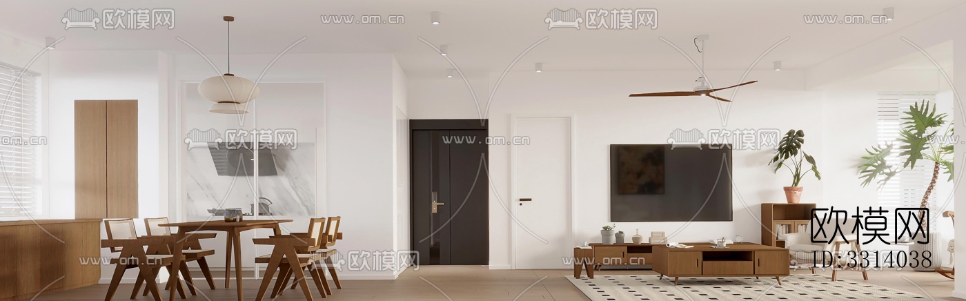 现代客餐厅效果图下载（渲染图6）