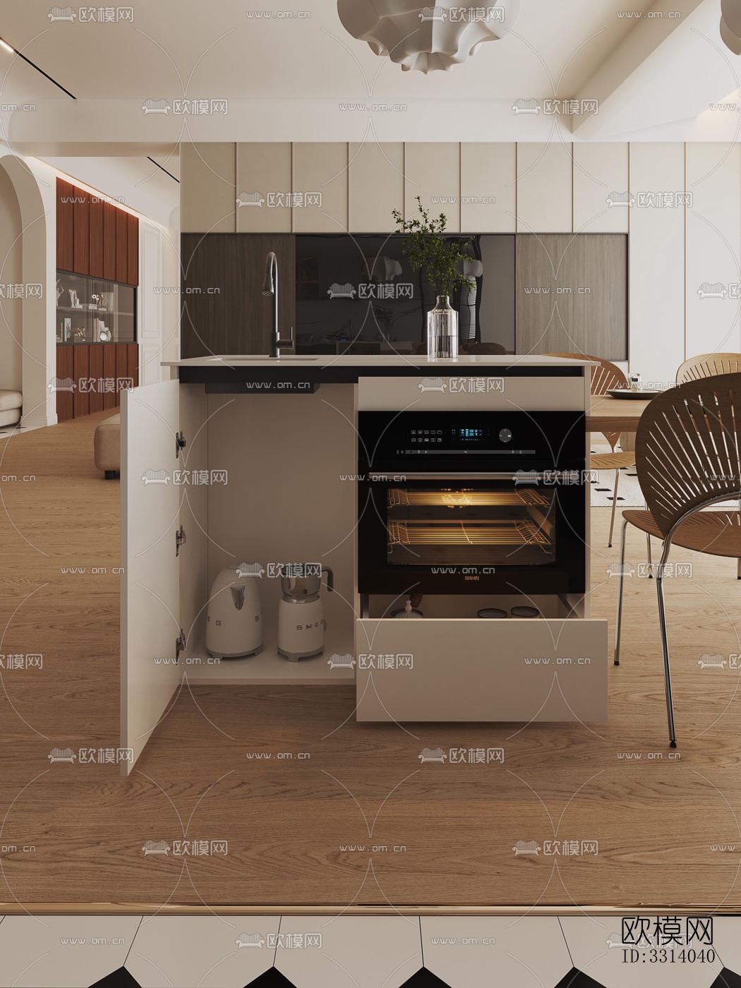 现代客餐厅效果图下载（渲染图10）