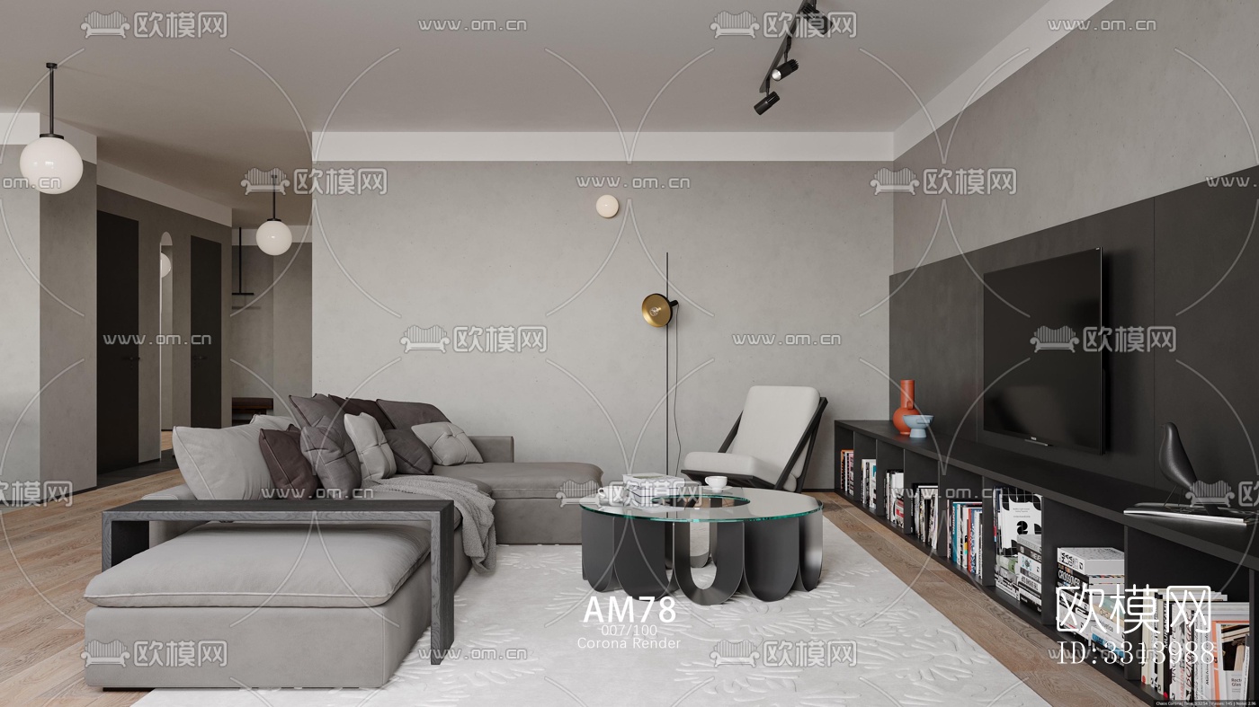 现代客餐厅效果图下载（渲染图10）