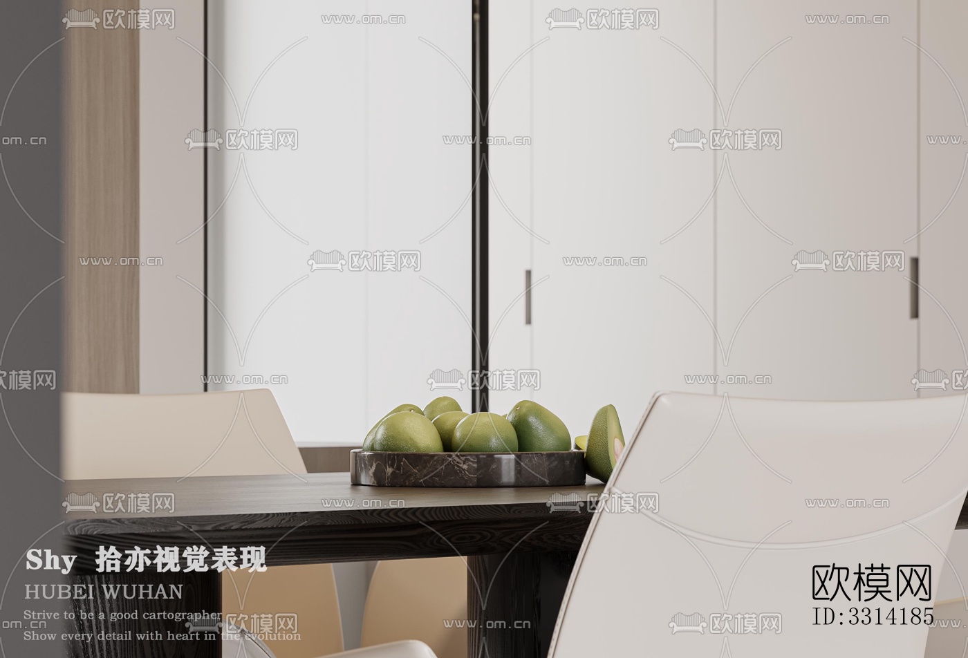 现代客餐厅效果图下载（渲染图1）