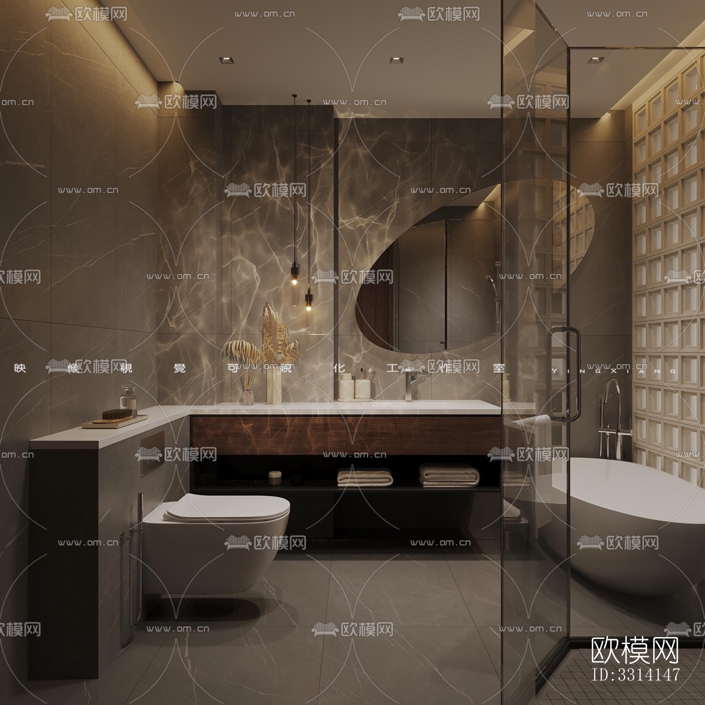 现代客餐厅效果图下载（渲染图3）