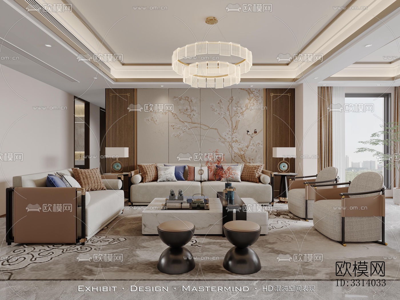 现代客餐厅效果图下载（渲染图4）