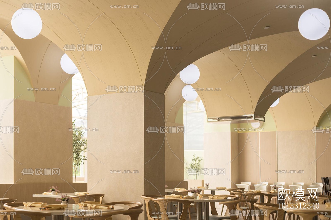 现代自助餐厅效果图下载（渲染图8）