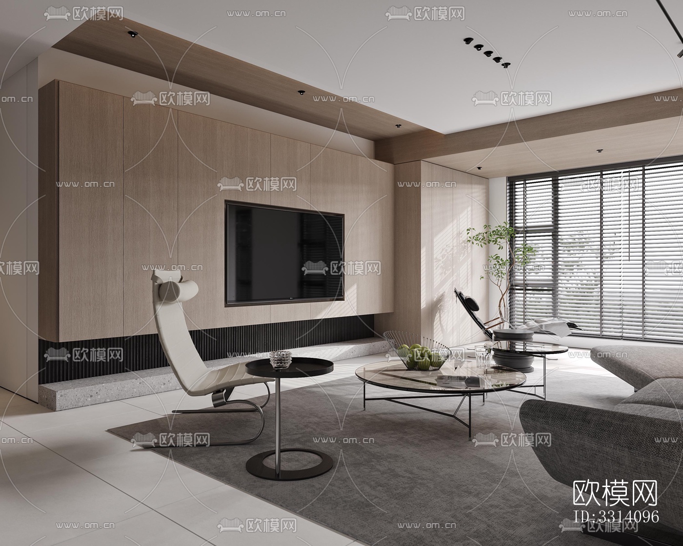 现代客餐厅效果图下载（渲染图1）