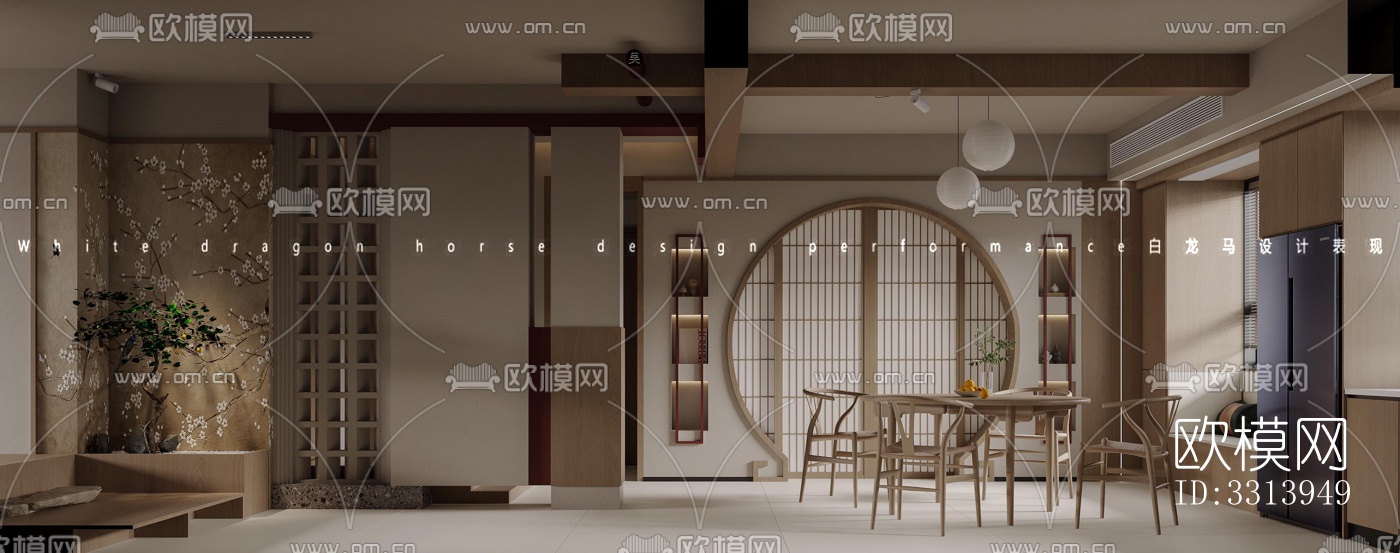 现代客餐厅效果图下载（渲染图3）