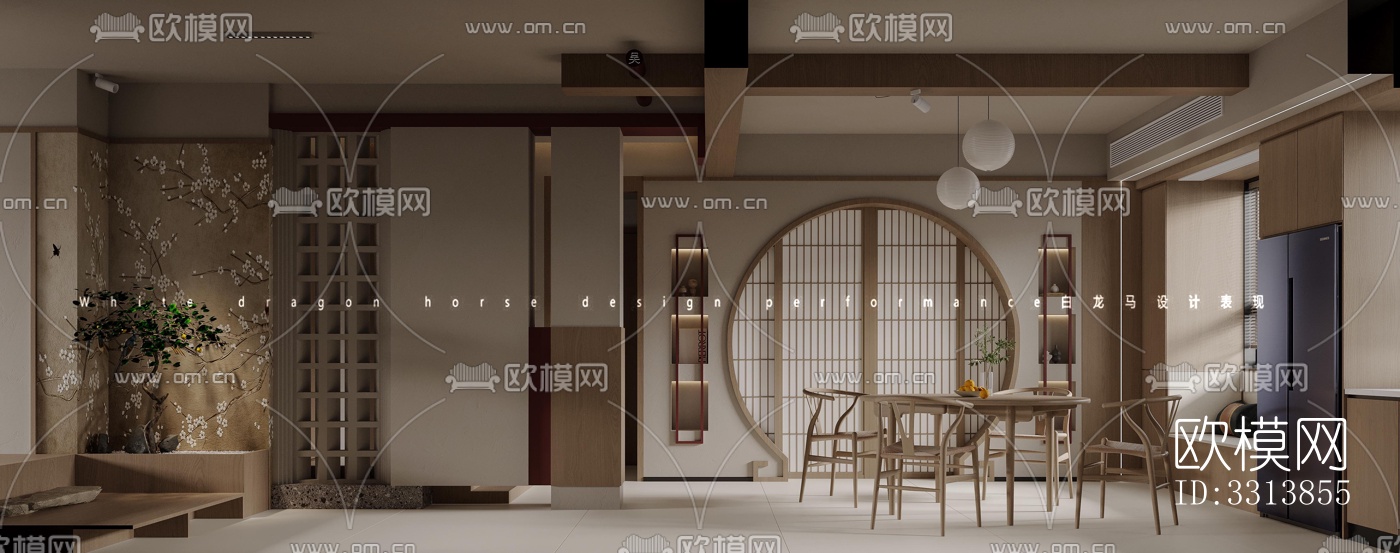 现代客餐厅效果图下载（渲染图2）