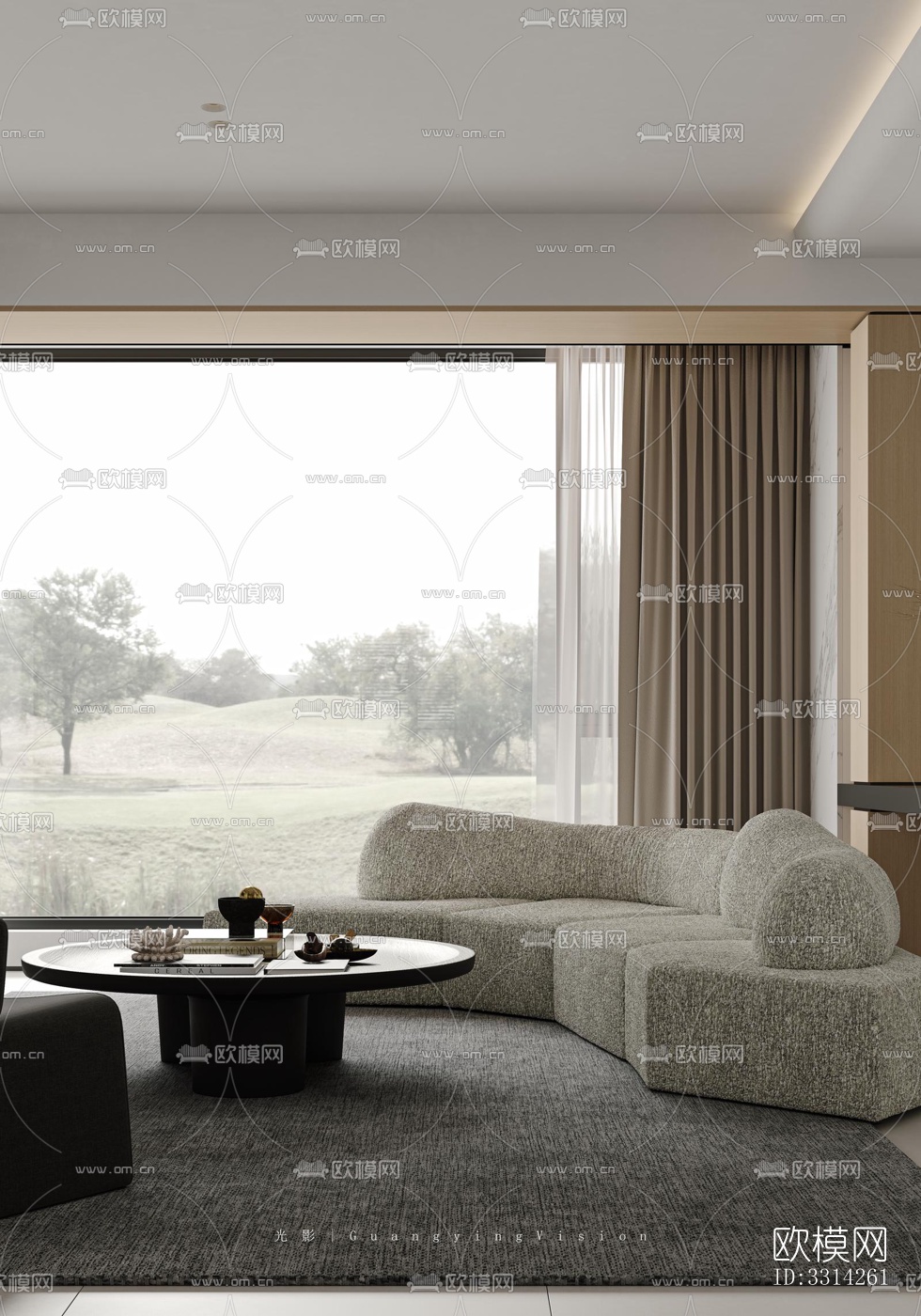 现代客餐厅效果图下载（渲染图6）