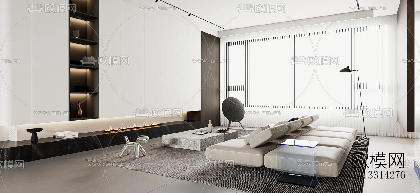 现代客餐厅效果图下载（渲染图5）