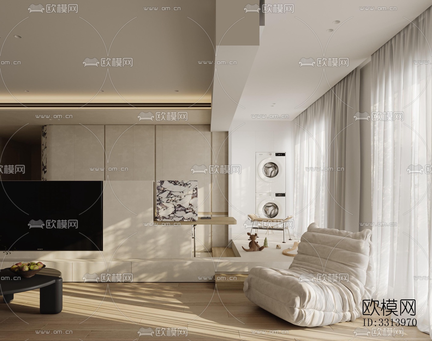 现代客餐厅效果图下载（渲染图12）