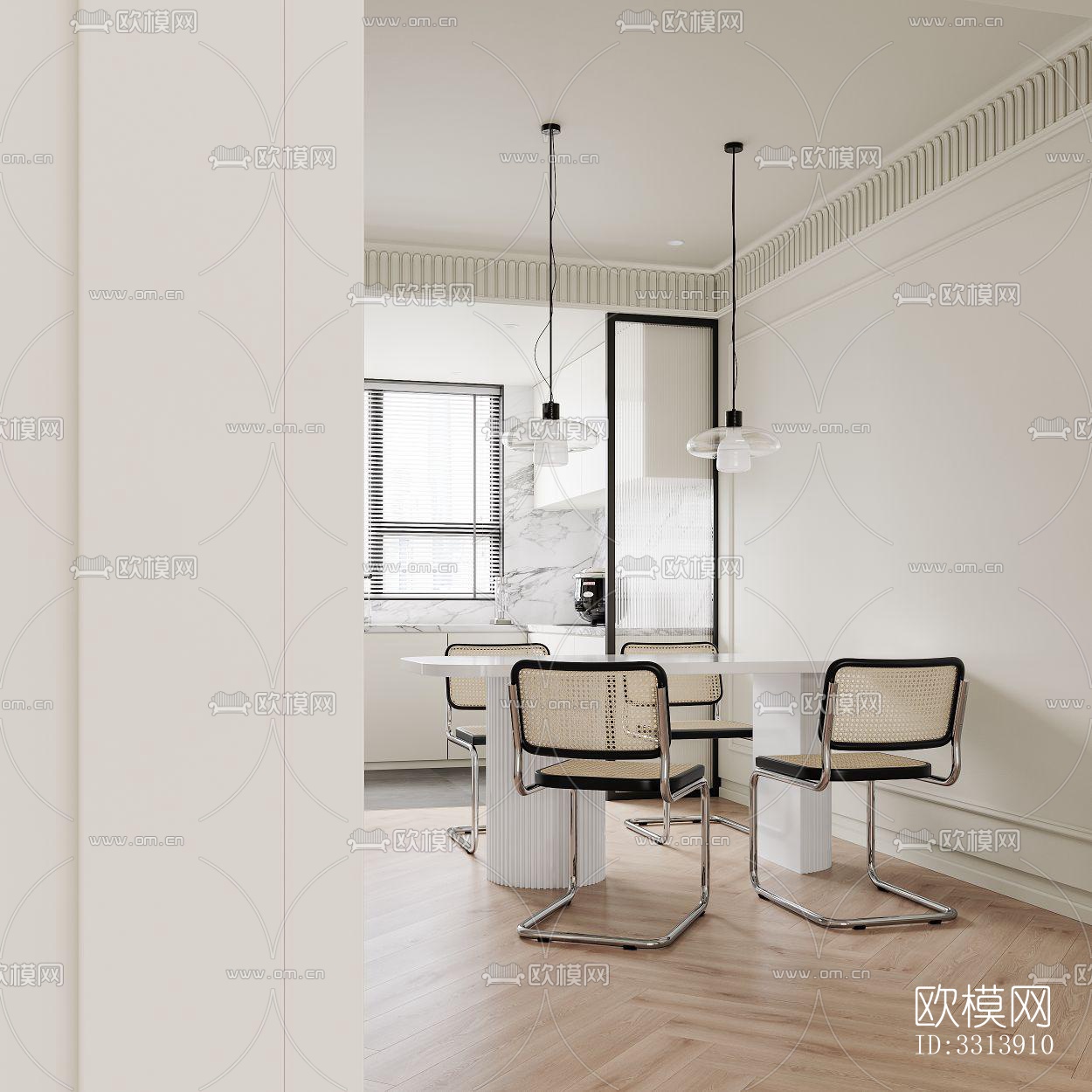 现代客餐厅效果图下载（渲染图4）