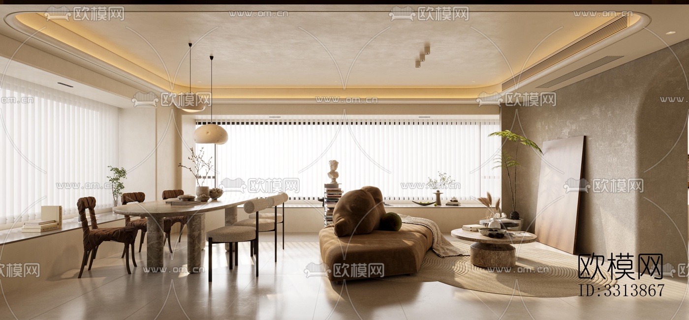 现代客餐厅效果图下载（渲染图4）