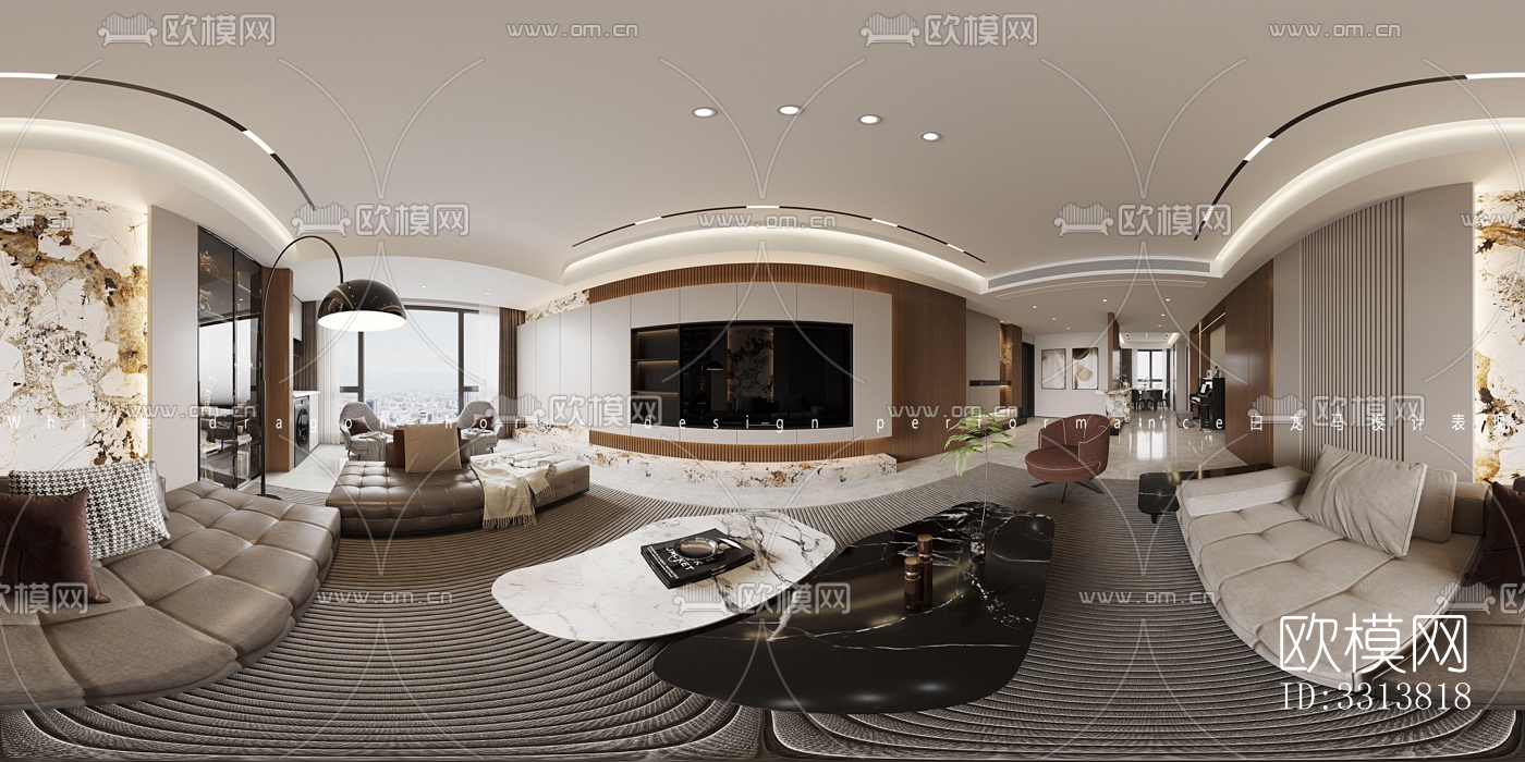 现代客餐厅效果图下载（渲染图4）