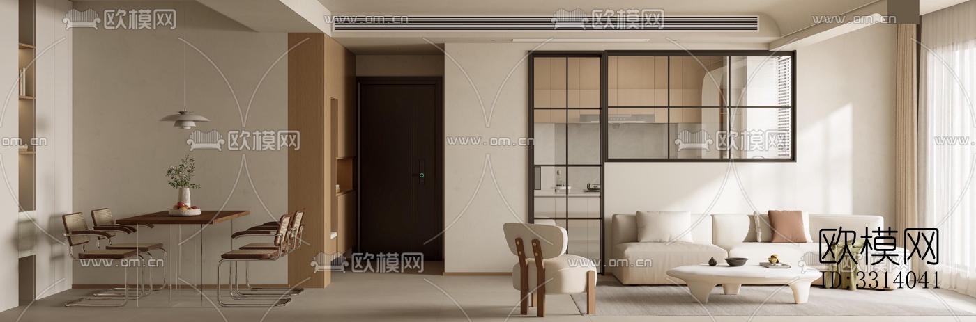 现代客餐厅效果图下载（渲染图3）