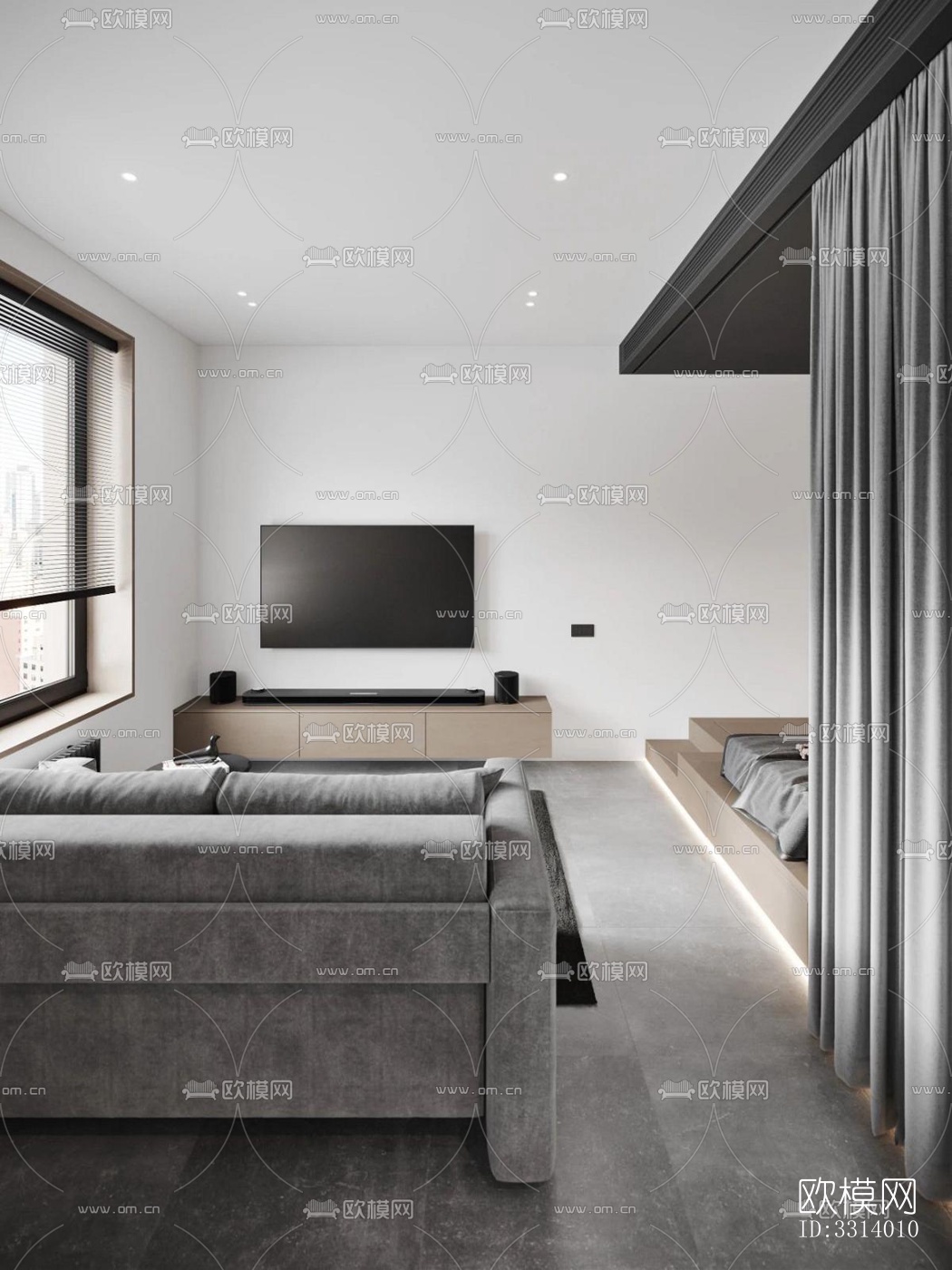 现代客餐厅效果图下载（渲染图3）