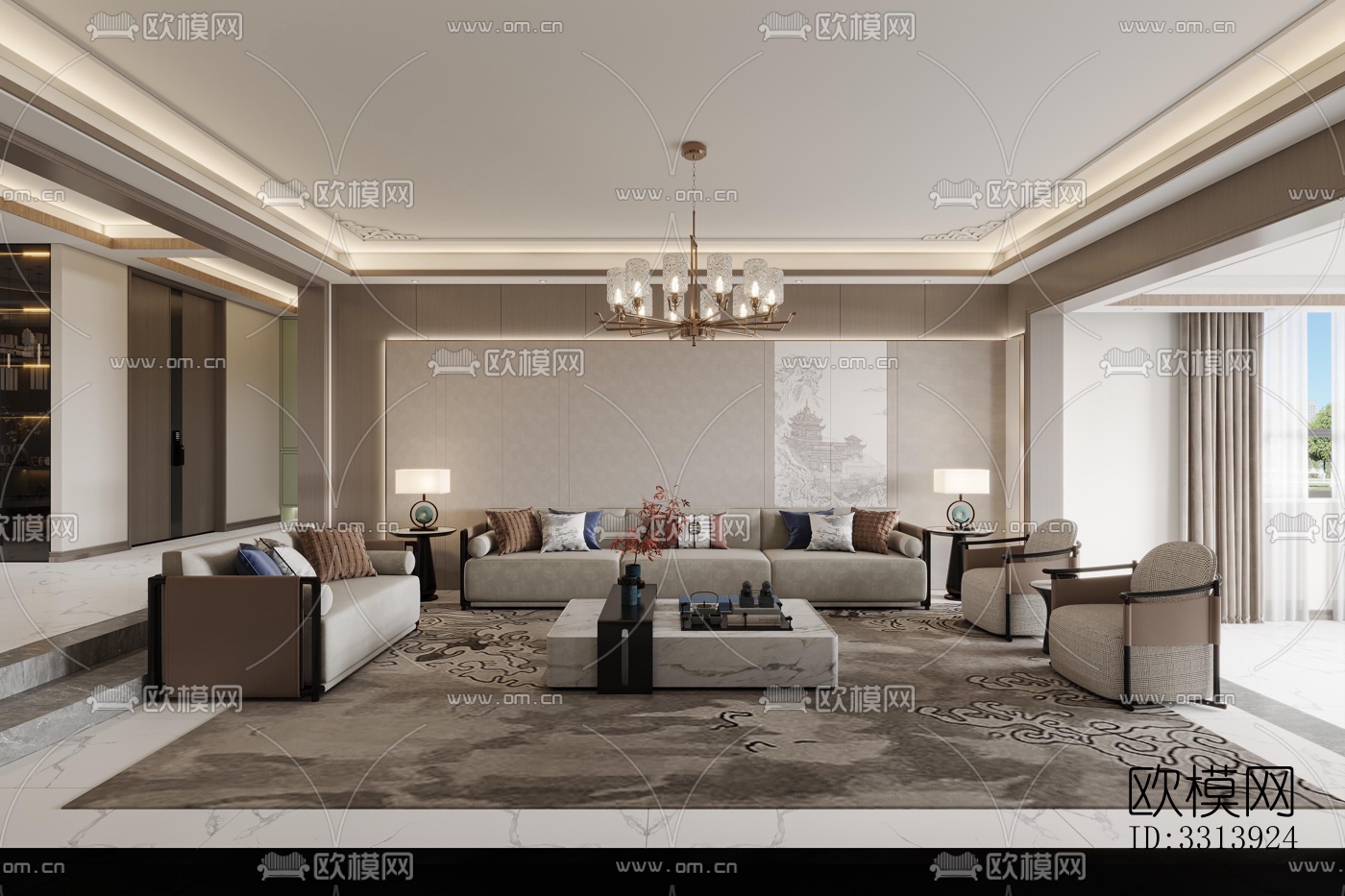 现代客餐厅效果图下载（渲染图8）