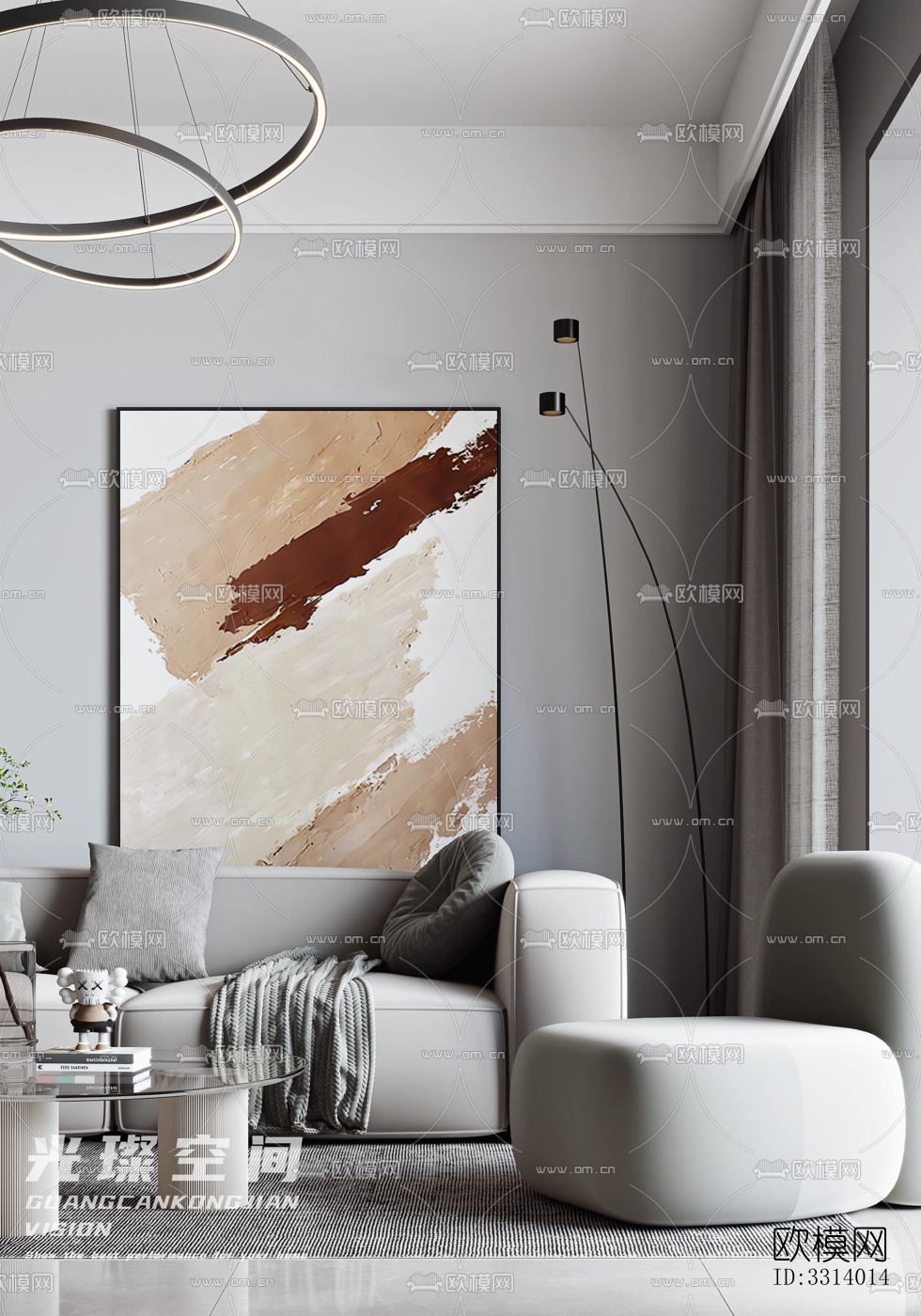 现代客餐厅效果图下载（渲染图2）