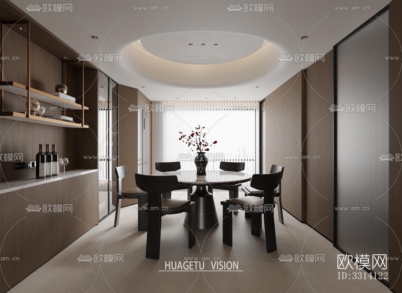 现代客餐厅效果图下载（渲染图6）