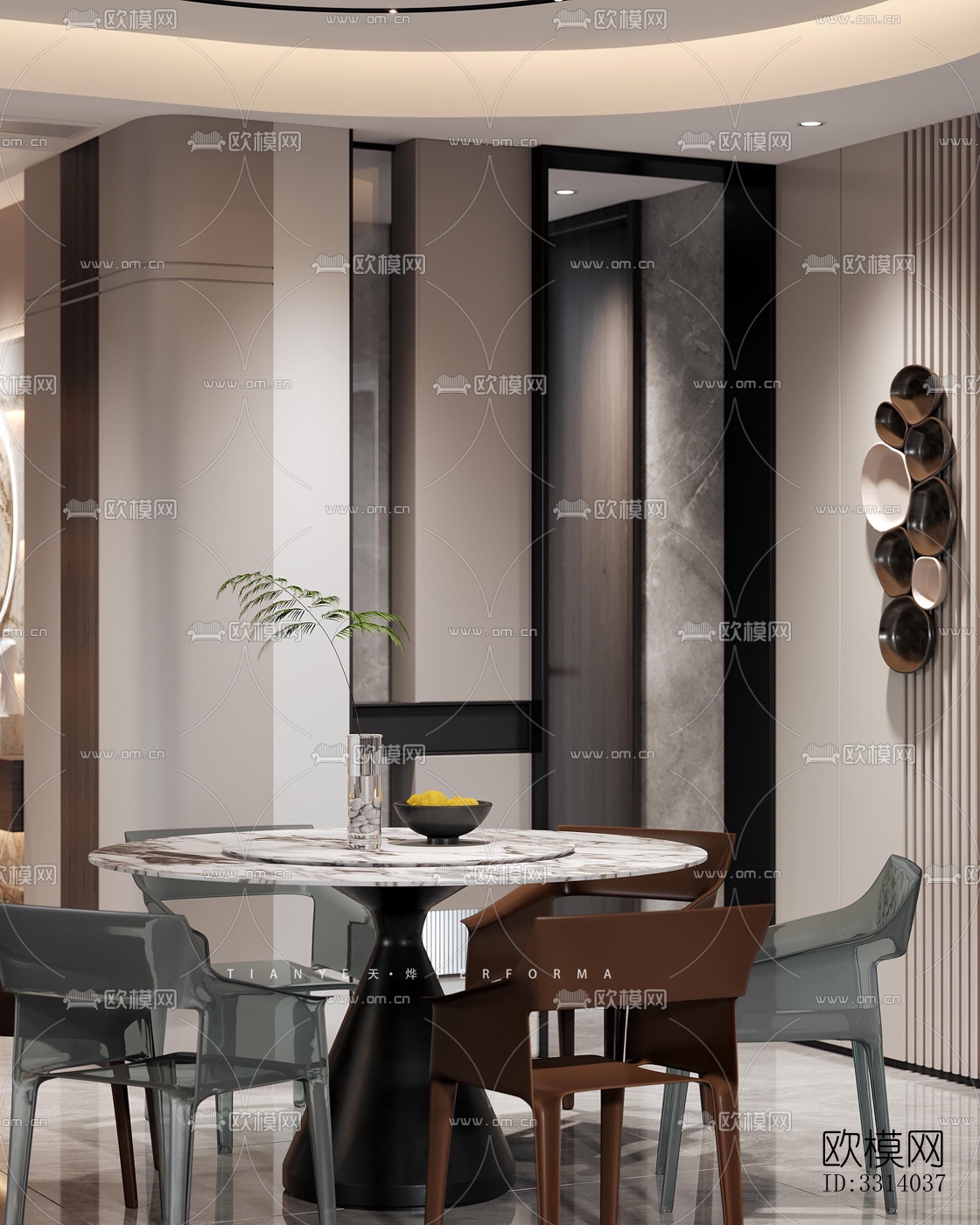 现代客餐厅效果图下载（渲染图5）