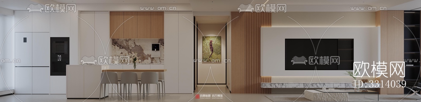 现代客餐厅效果图下载（渲染图6）