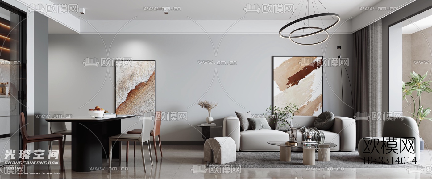 现代客餐厅效果图下载（渲染图10）