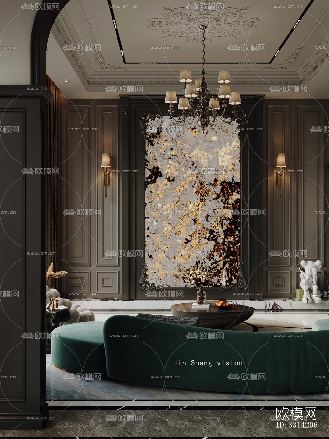 现代客餐厅效果图下载（渲染图4）