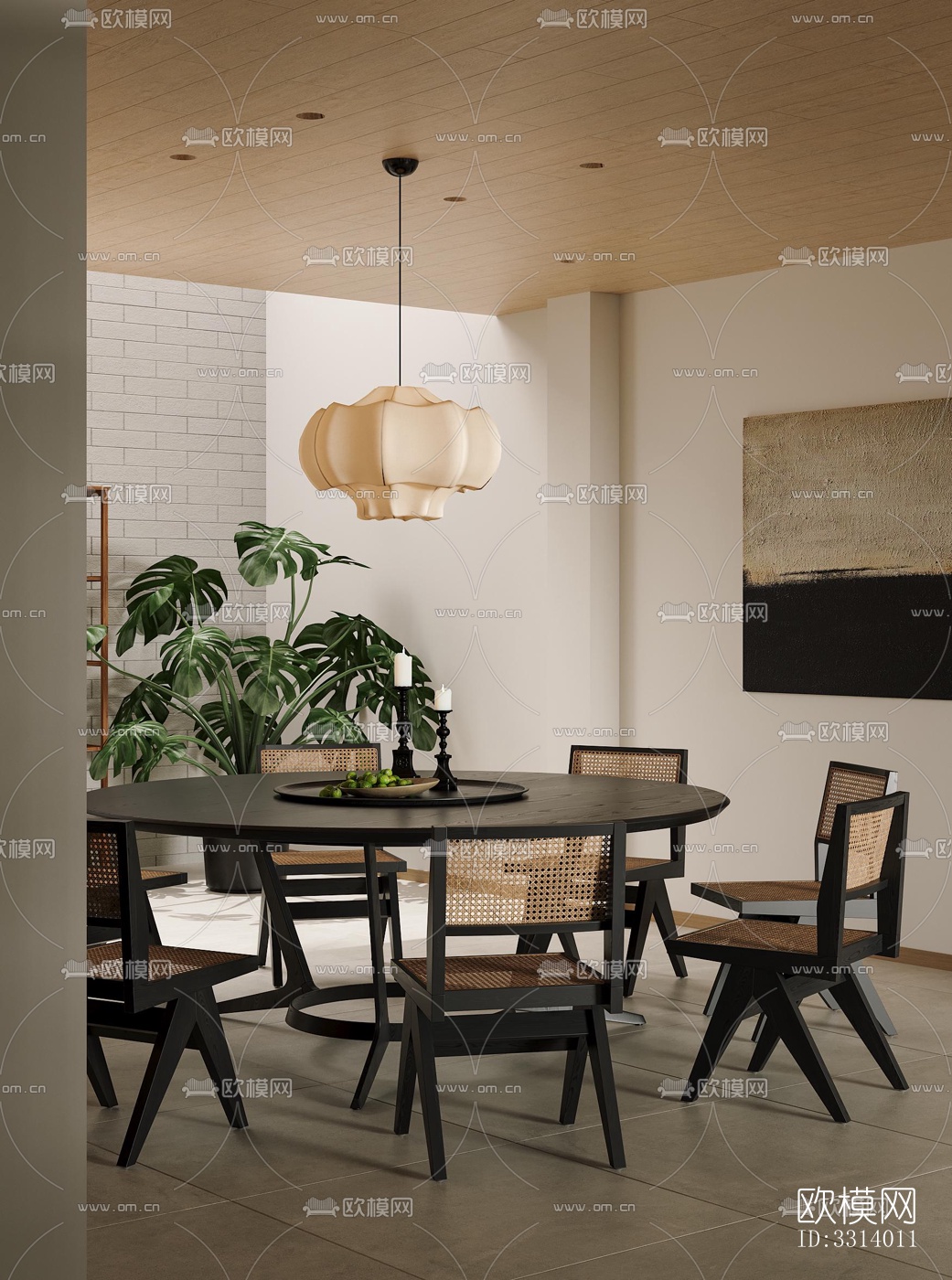 现代客餐厅效果图下载（渲染图9）