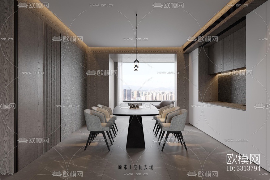 现代客餐厅效果图下载(渲染图11)