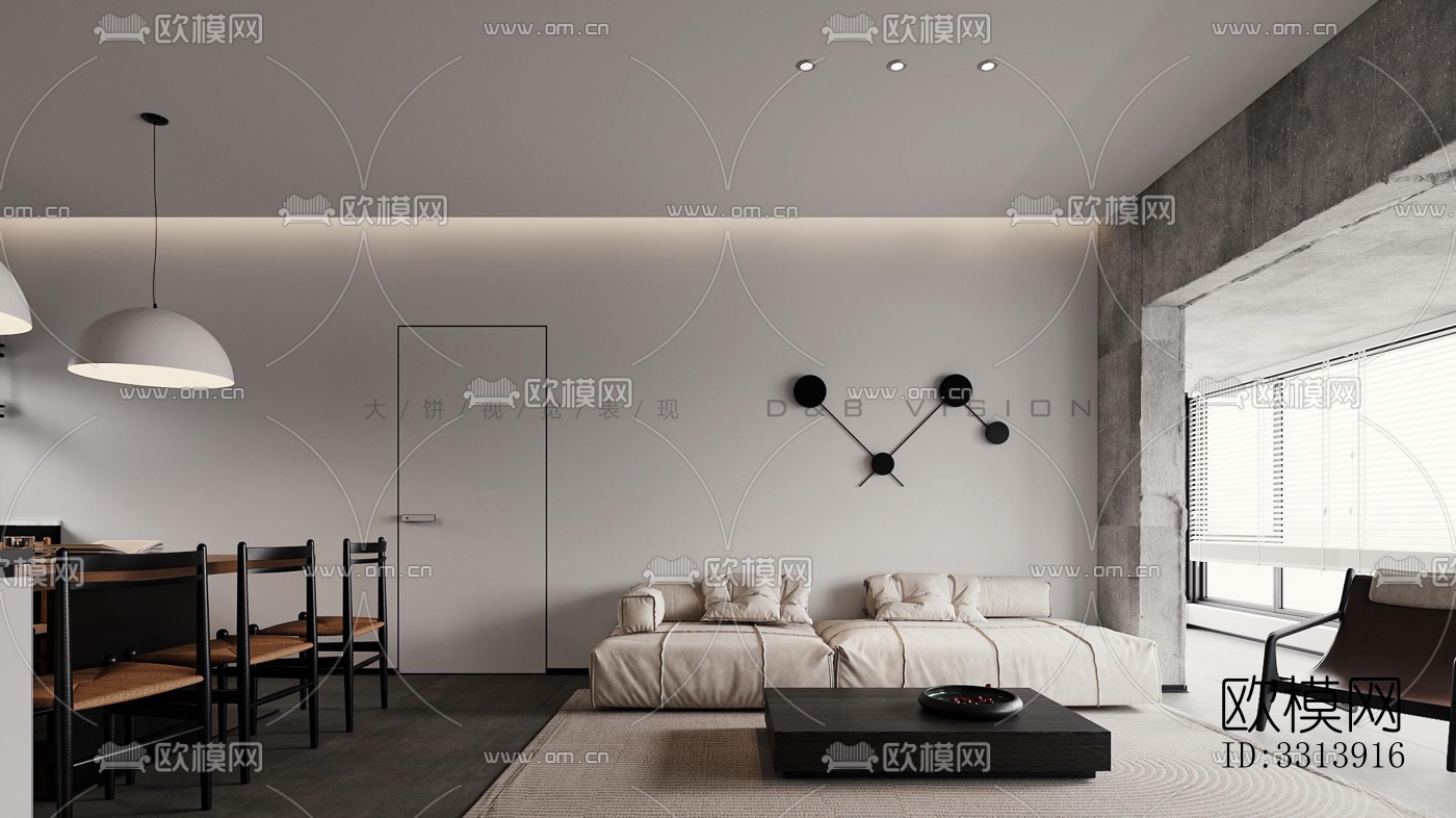 现代客餐厅效果图下载（渲染图2）