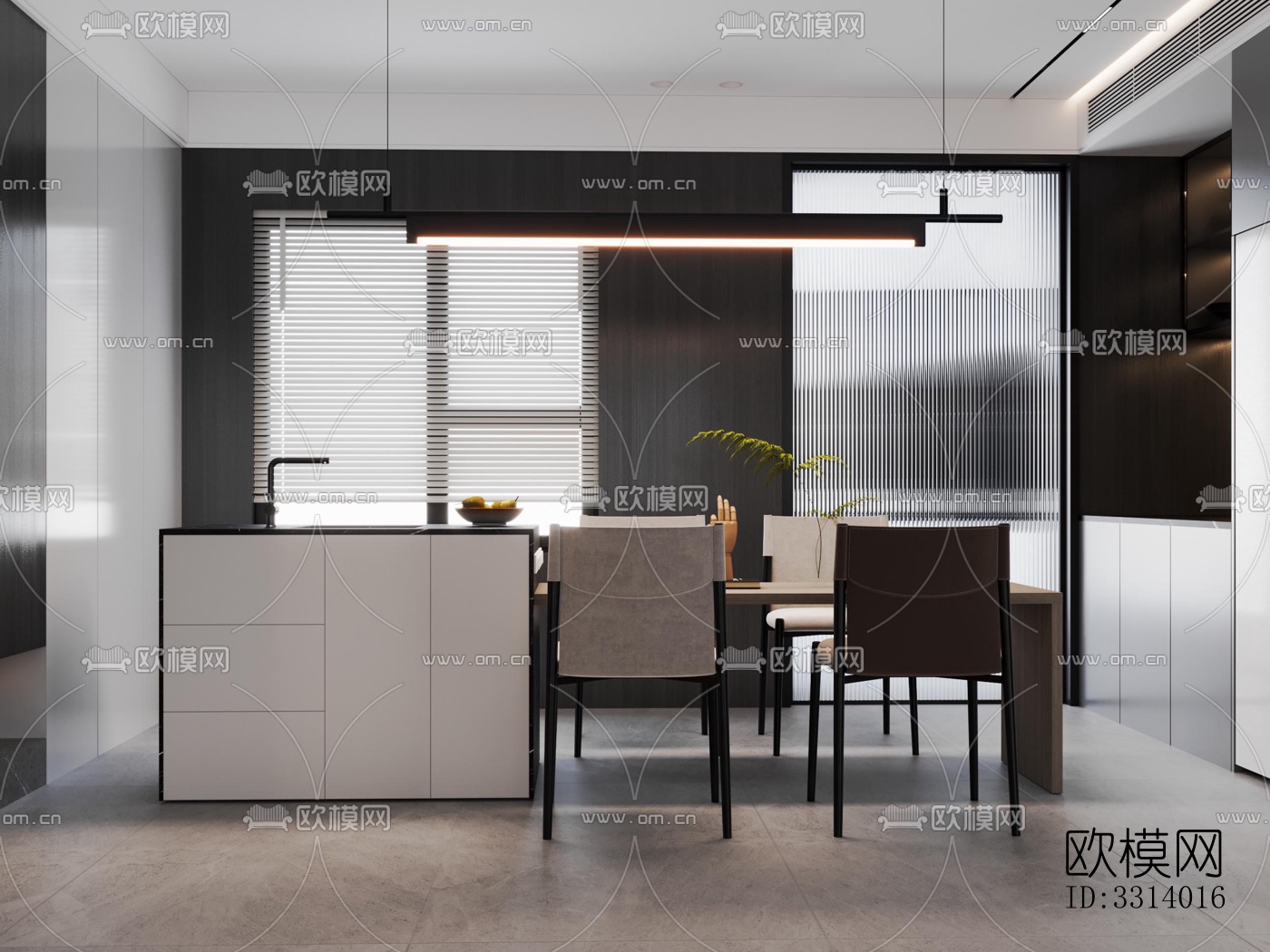 现代客餐厅效果图下载（渲染图11）