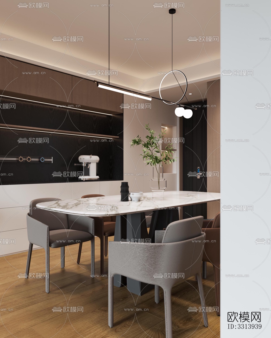 现代客餐厅效果图下载（渲染图6）