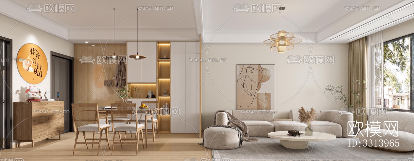 现代客餐厅效果图下载（渲染图2）