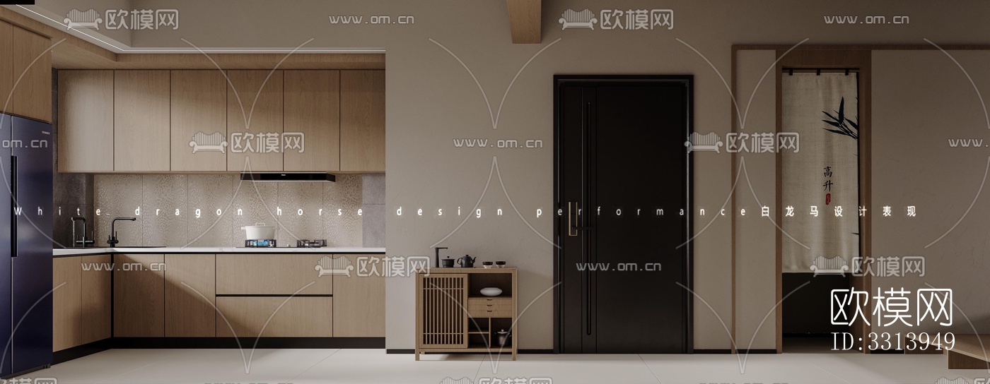 现代客餐厅效果图下载（渲染图4）