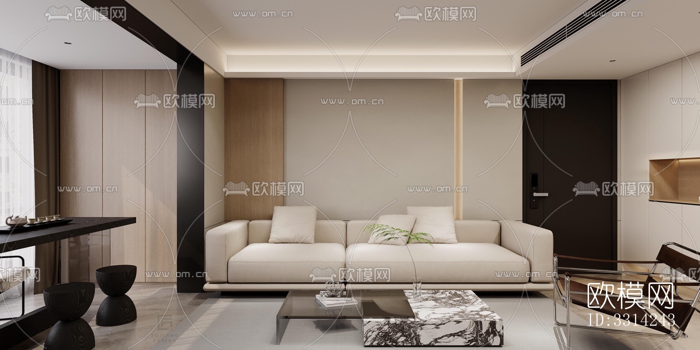 现代客餐厅效果图下载（渲染图1）