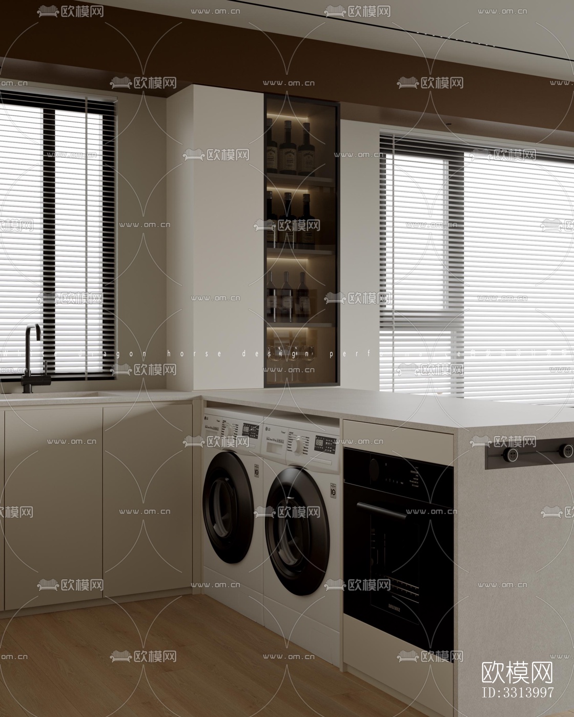 现代客餐厅效果图下载（渲染图5）