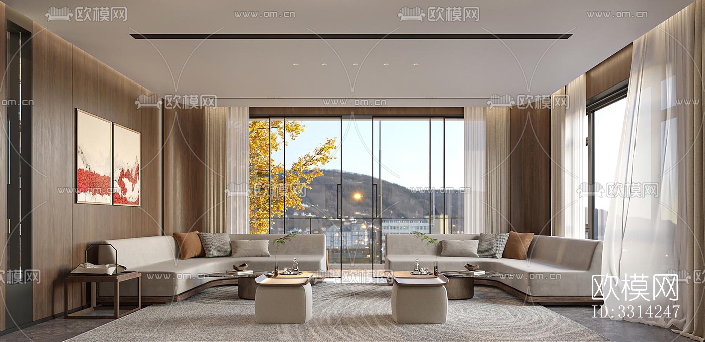 现代客餐厅效果图下载（渲染图7）