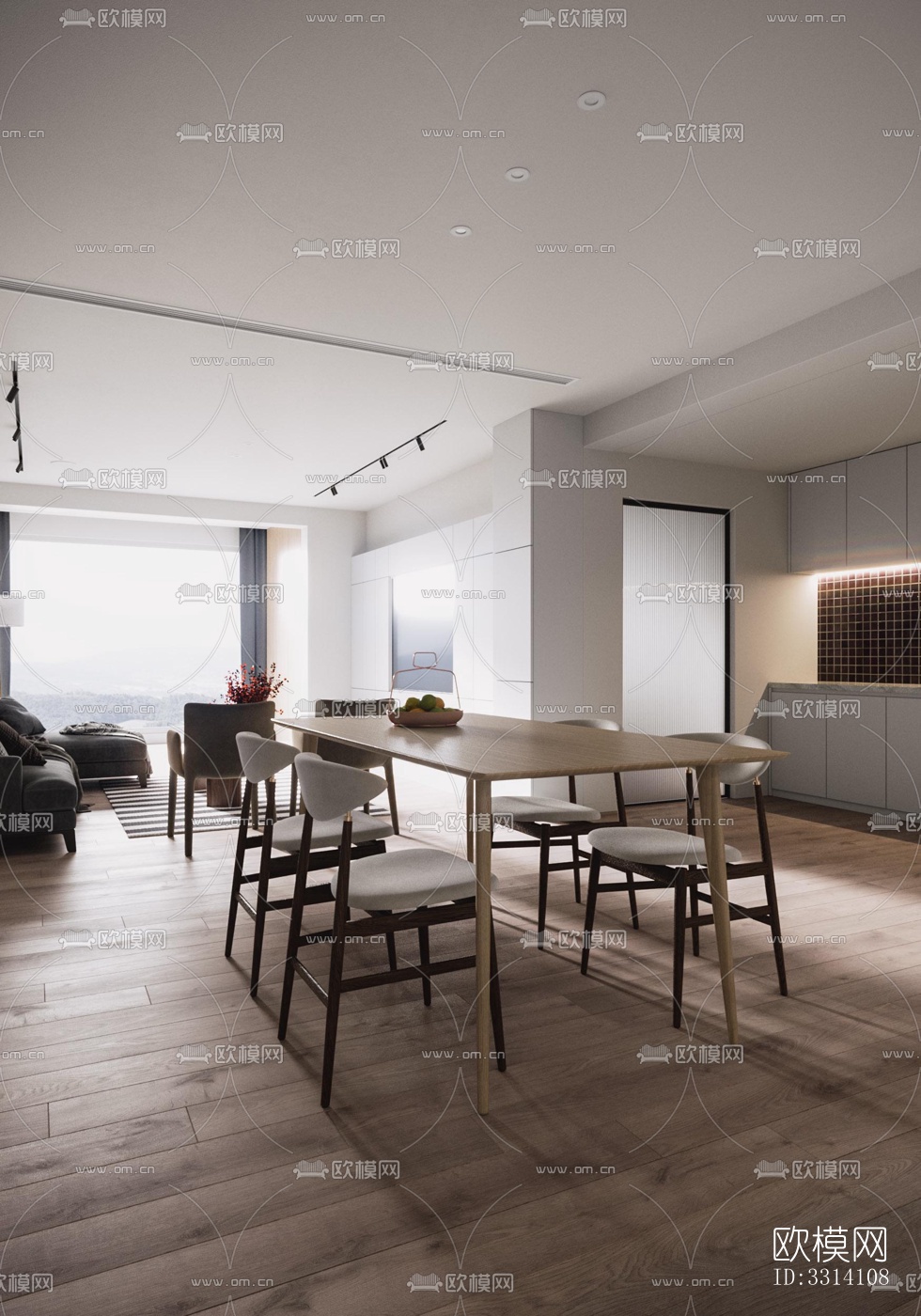 现代客餐厅效果图下载（渲染图3）