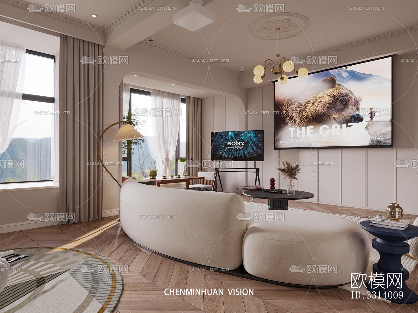 现代客餐厅效果图下载（渲染图11）