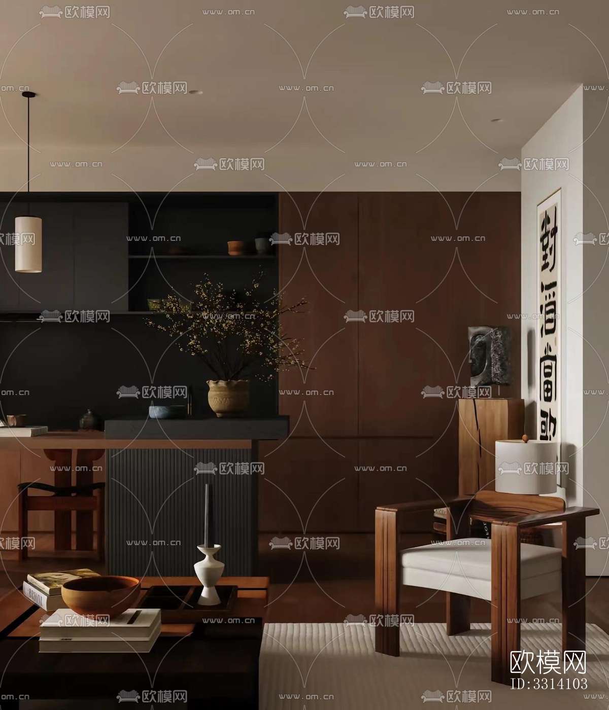 现代客餐厅效果图下载（渲染图16）