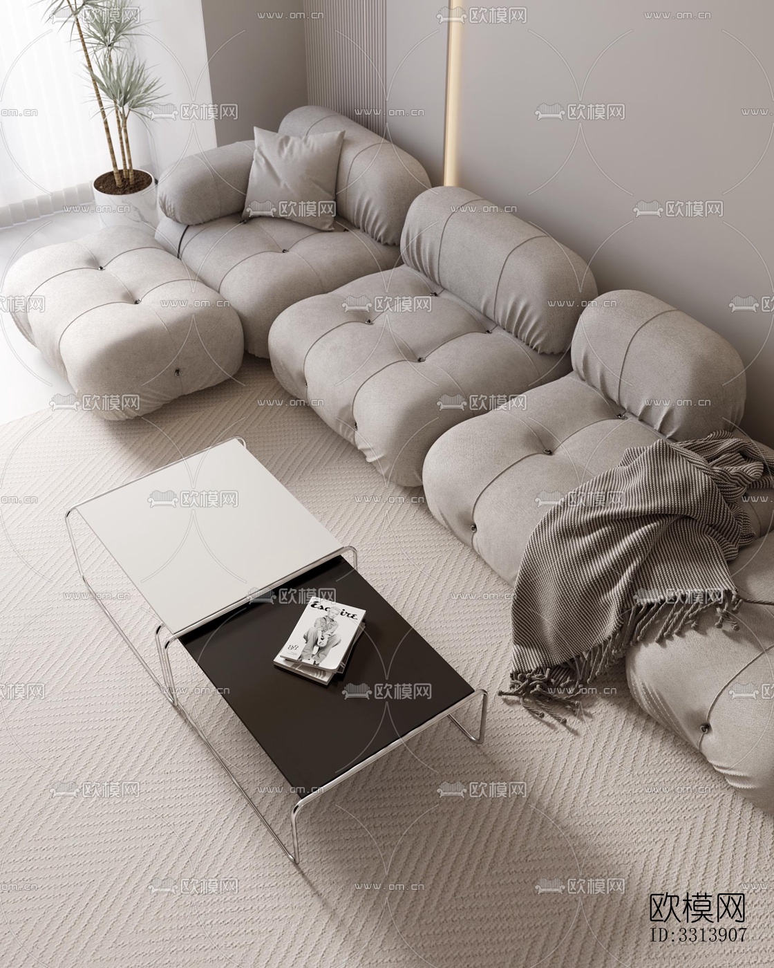 现代客餐厅效果图下载（渲染图1）