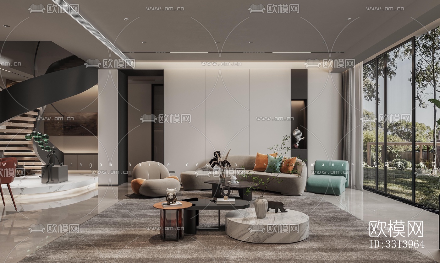 现代客餐厅效果图下载（渲染图5）