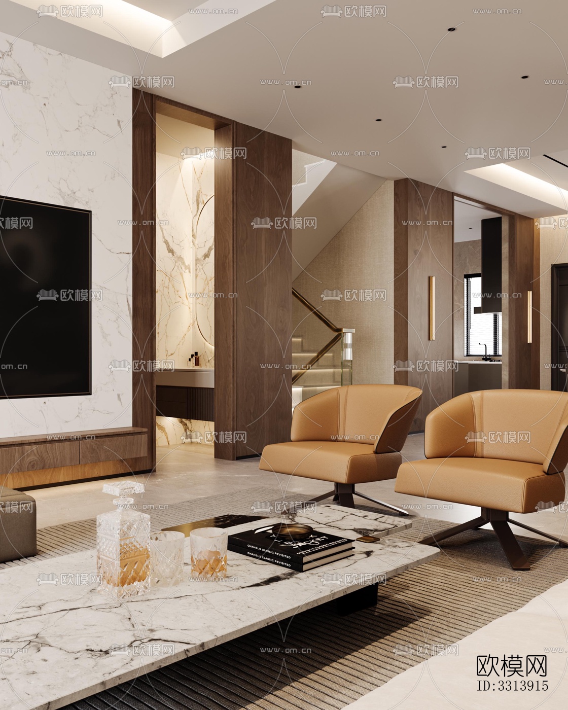 现代客餐厅效果图下载（渲染图5）