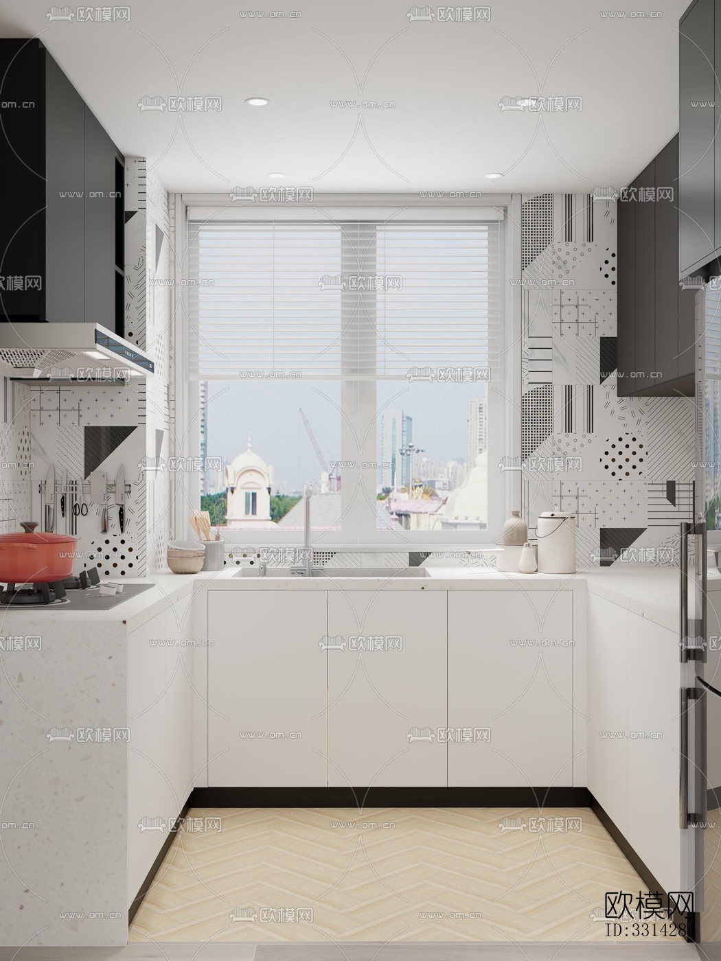 现代客餐厅效果图下载（渲染图4）