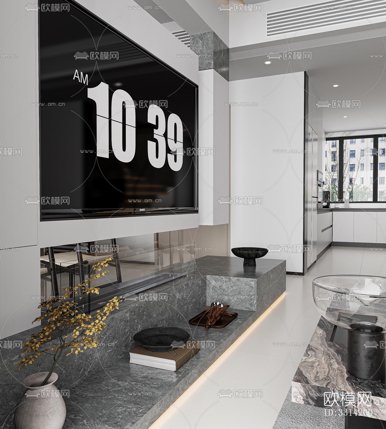 现代客餐厅效果图下载（渲染图3）