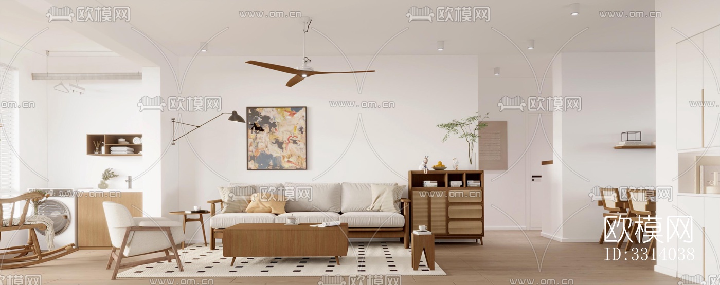 现代客餐厅效果图下载（渲染图3）