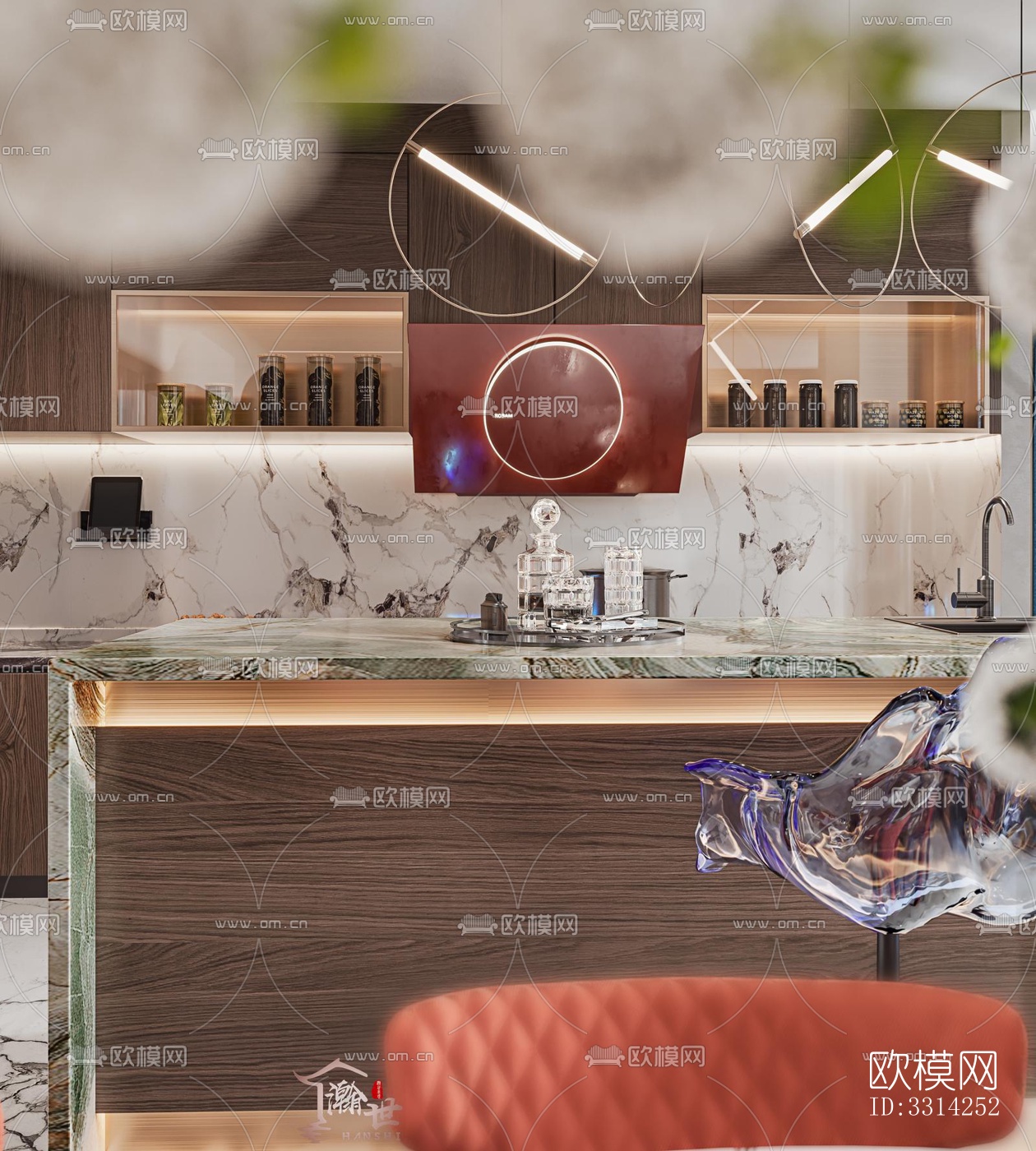 现代客餐厅效果图下载（渲染图6）