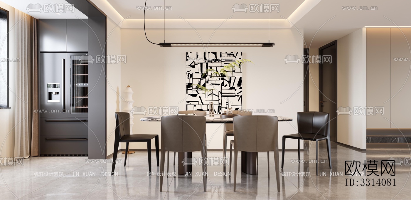 现代客餐厅效果图下载（渲染图8）